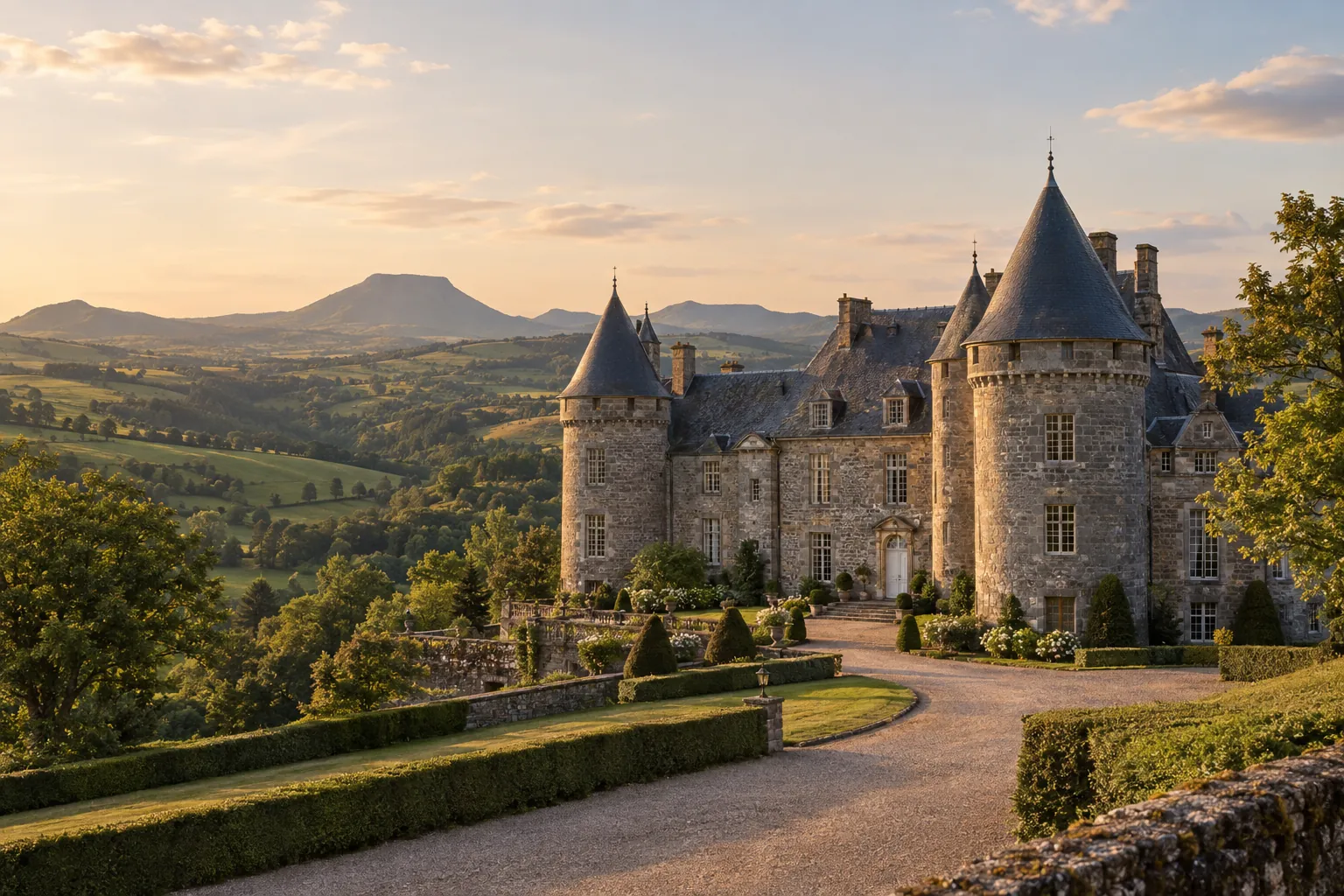 Château en pierre du Cantal, près d'Aurillac, où se déroulent les sessions de formation